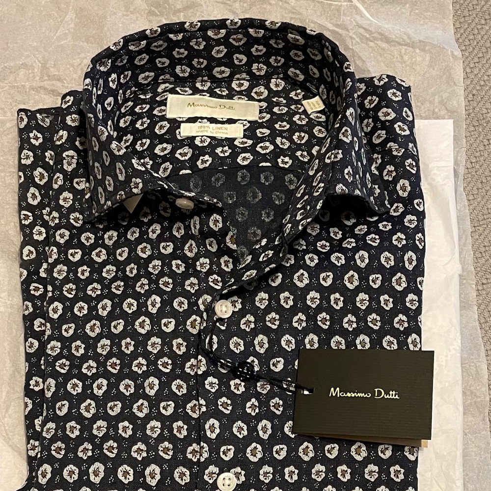 Massimo Dutti floral men's 100% linen button up